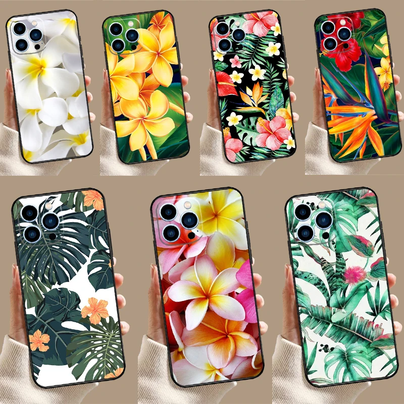 Tropical Paradise Hawaiian Flower Cover For iPhone 13 12 Mini 11 14 15 16 Pro Max XS X XR 7 8 14 15 16 Plus Phone Case