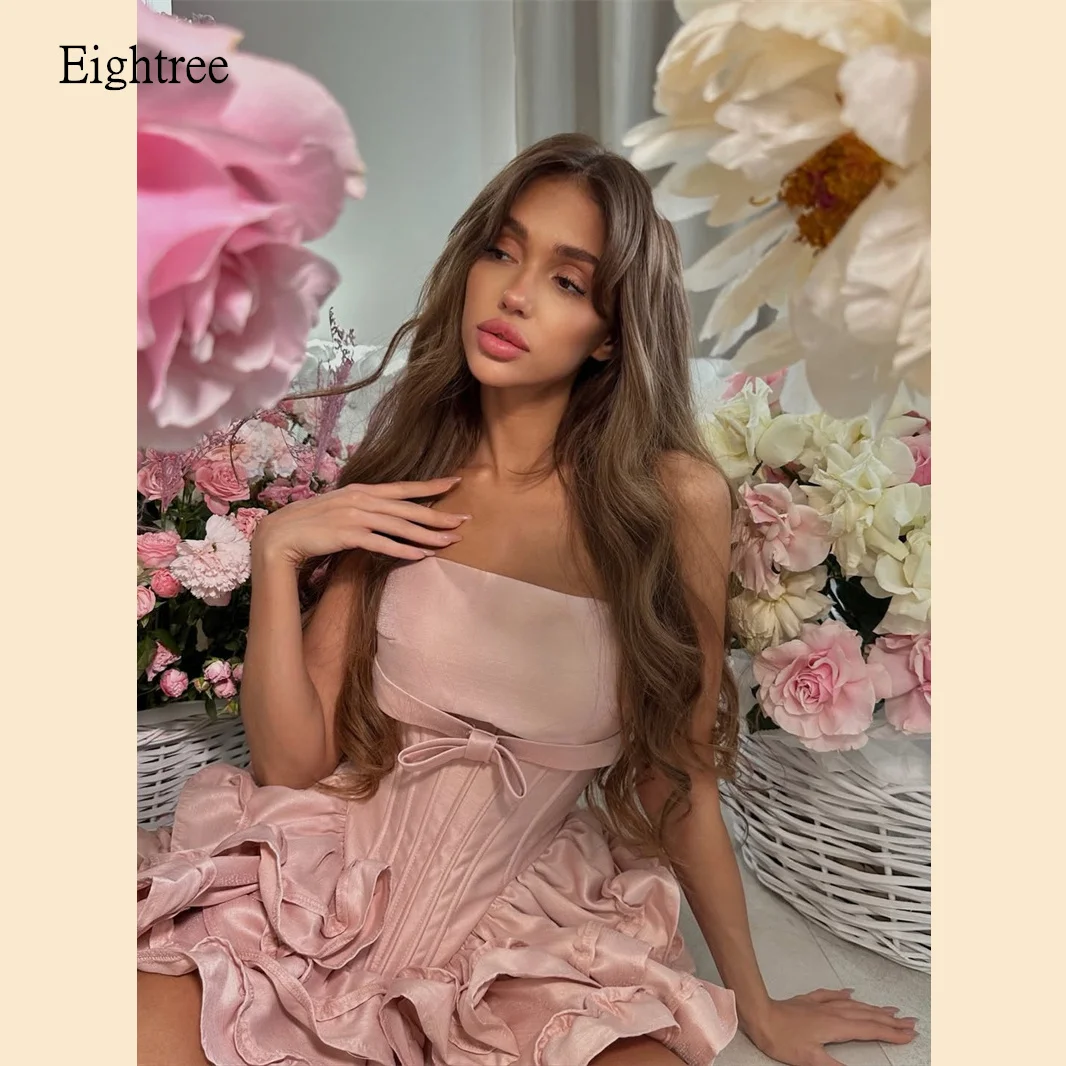 

Eightree Dreamy Pink Halter Ball Prom Gowns Bow Ruffled Mini Evening Dress Party-perfect Party Dress שמלה לאירוע 2026 Customized