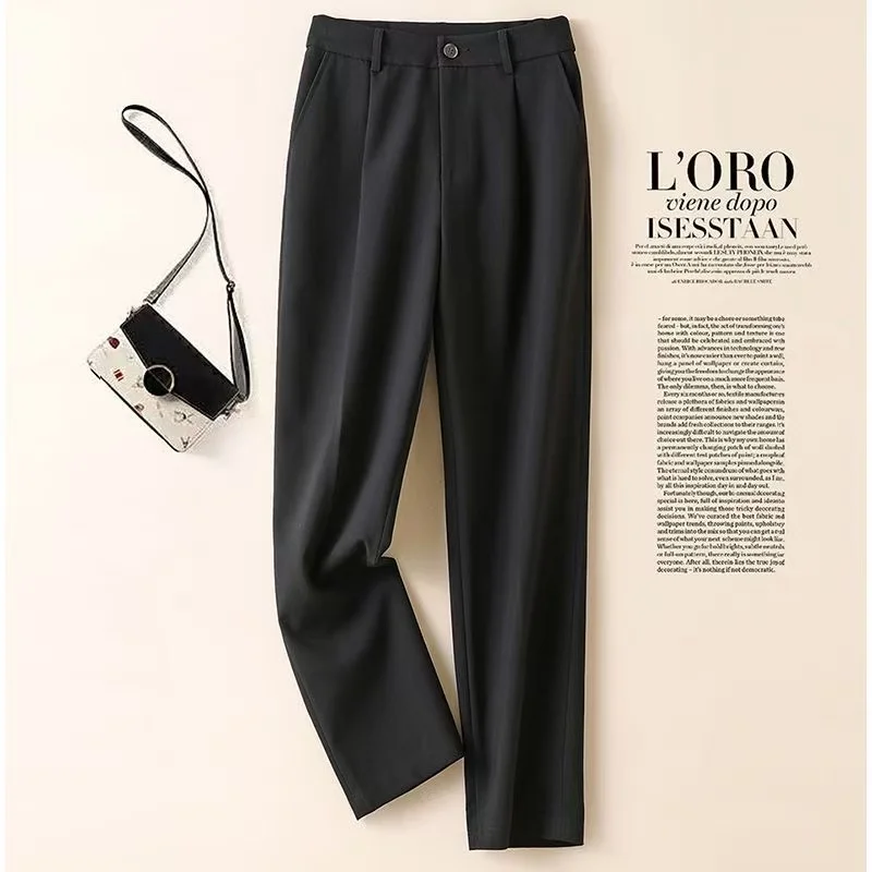2026 primavera nueva moda todo-fósforo Simple traje de oficina pantalones de pierna ancha pantalones de cintura alta estrechos rectos pantalones de fregona casuales mujeres