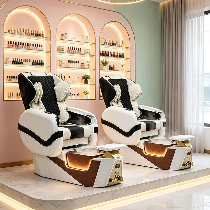 High End Luxury Nail Salon Furniture Massage Pedicure Spa Chair Modern Electric Adjustable Foot Bath Chair With Ventilate