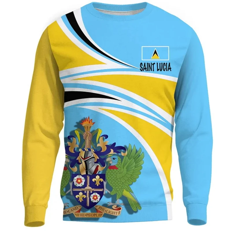 

Autumn New Graphic St Lucia Flag 3d Printed Sweaters Men's And Women's Comfy Hoodie Tops Long Sleeve Sweatshirts Men Clothes