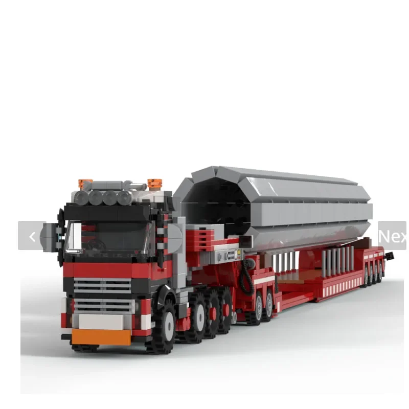 MOC-155095New 8x4 trator semi-caminhão, com carregadeira baixa europeia retrátil 1464 peças blocos de construção brinquedo presente para aniversário de meninos