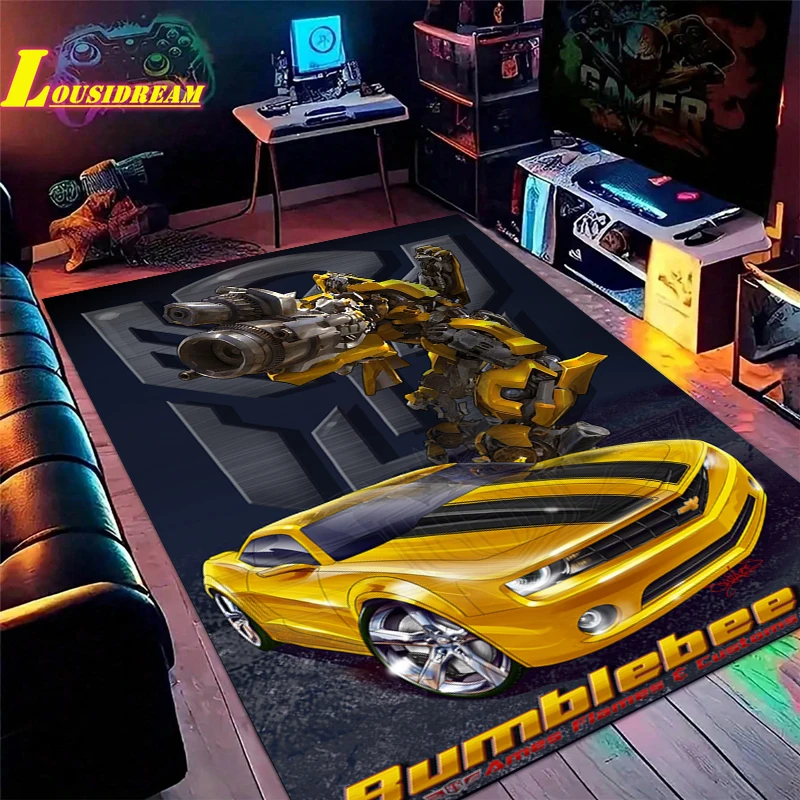 만화 S-슈퍼 범블비 프린트 카펫, 미끄럼 방지 문짝 매트, 요가 매트, 침실 장식, 어린이 크롤링 야외 피크닉 카펫