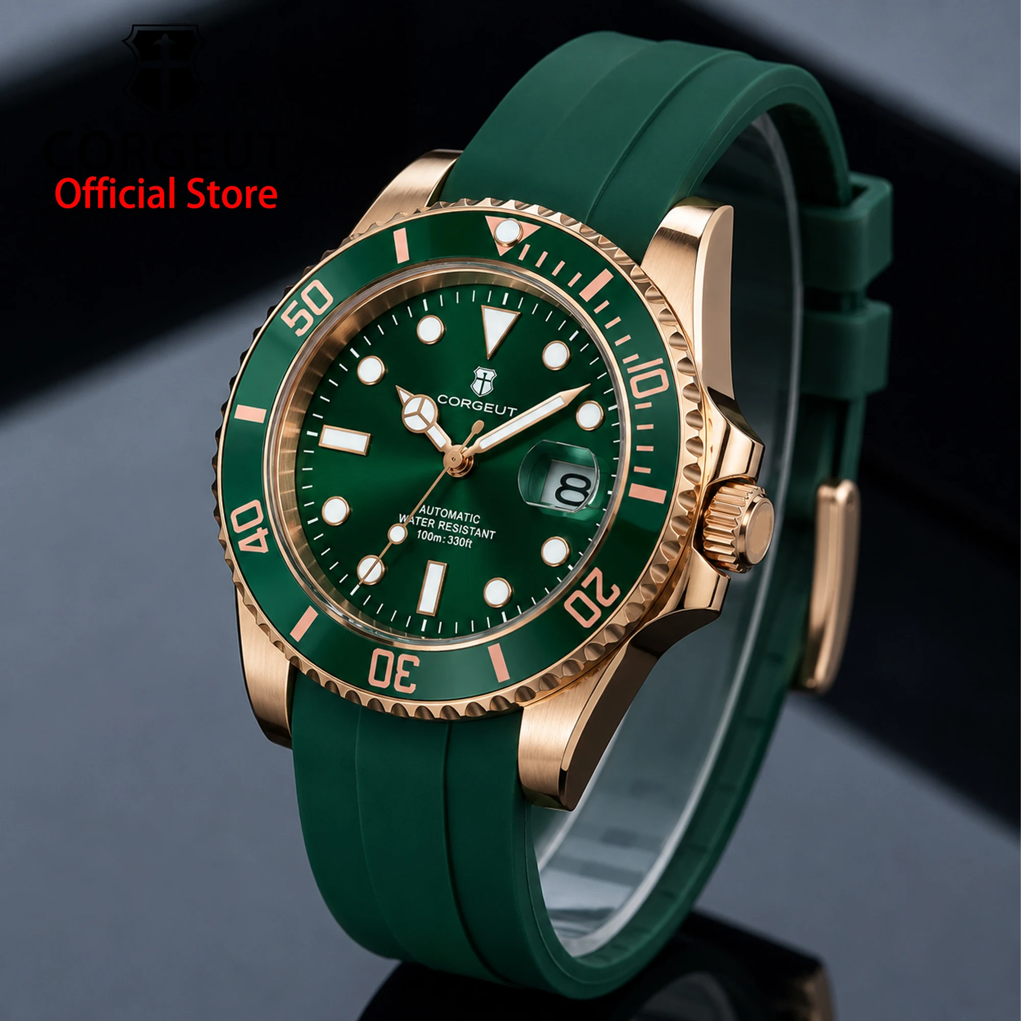 CORGEUT OFFICIAL 40mm Miyota8215 Mechanisches Uhrwerk 100m Wasserdicht Taucheruhr Keramiklünette Saphirglas Leuchtend NH35 Herrenuhr