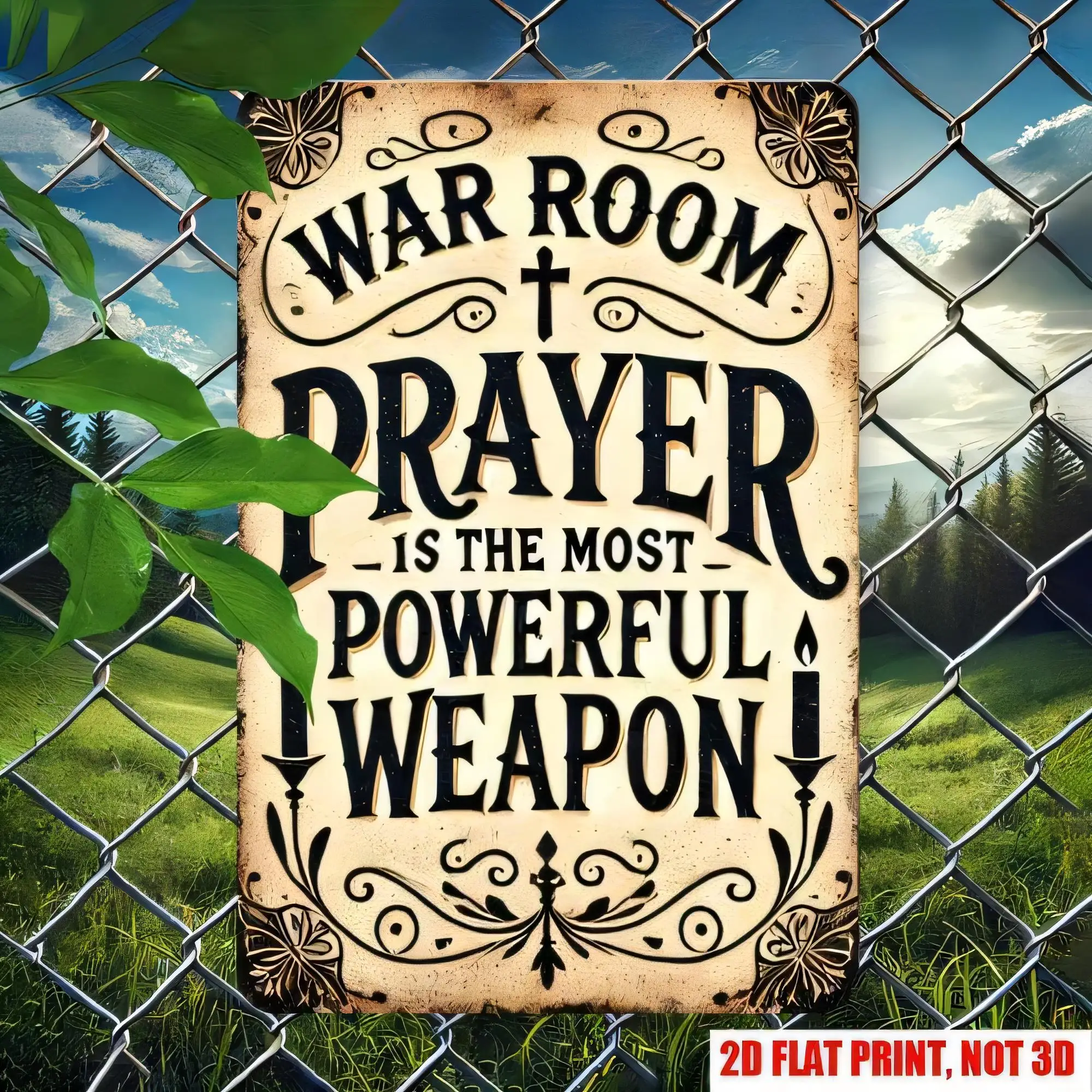 Plaque murale en métal vintage « War Room Prayer », décoration religieuse imprimée pour église, salle de prière, maison, style rustique et campagnard