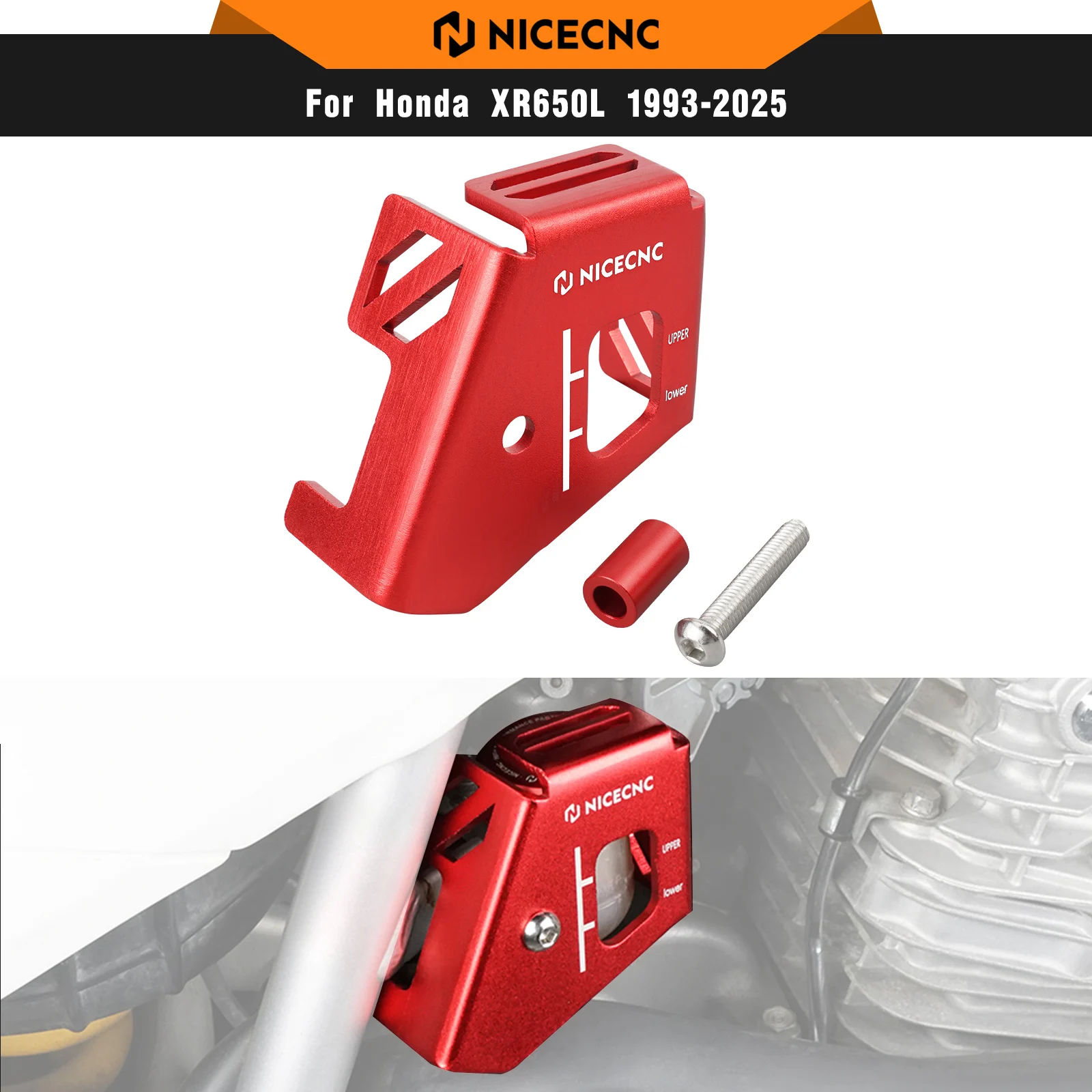 NICECNC For Honda XR650L XR 650L XR 650 L 1993-2025 Motorcycle Aluminum Rear Brake Reservoir Guard 2024 2023 2022 2021 2020 2019