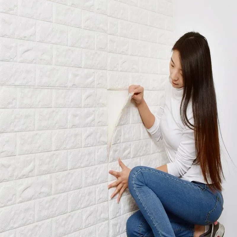 Brick pattern wall sticker Simple  foam self-adhesive  3d wallpaper sticker Antique culture stone wall enclosure wallpaper image 4