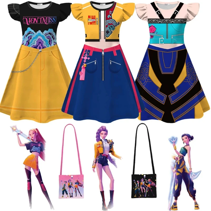 

Hot KPop Demon Hunters Dress Baby Girls Rumi Mira Zoey Cosplay Costume Casual Dresses Toddler Girl Princess Party Vestidos
