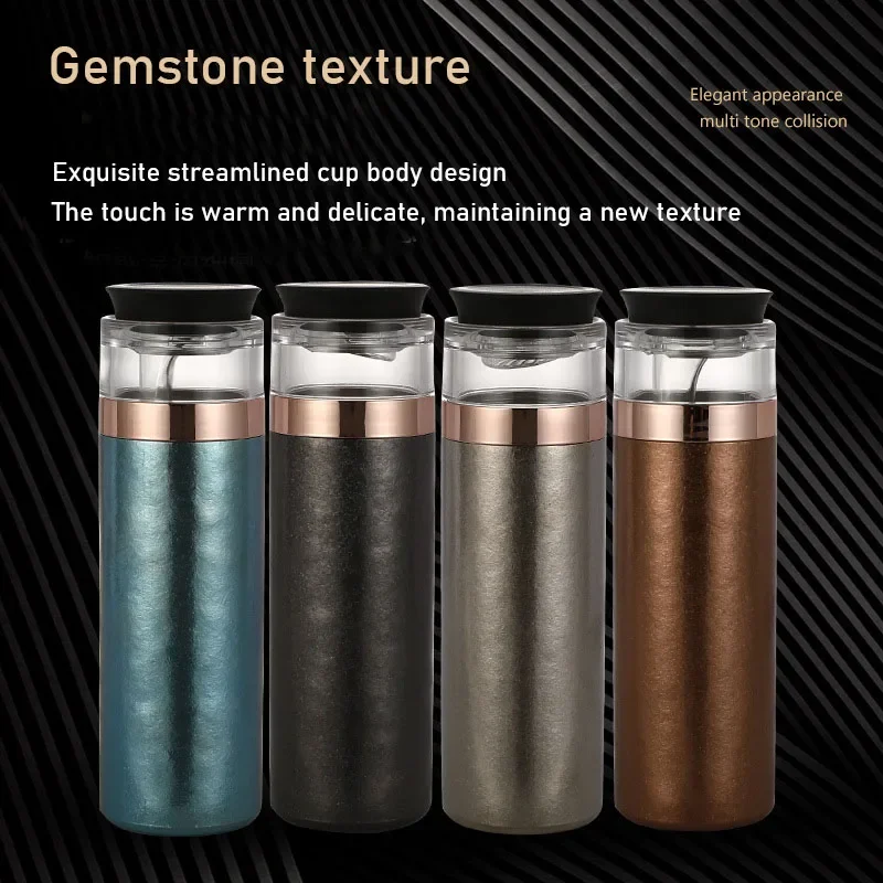 500ML Business Pure Titanium Thermos Cup With Tea Bin,Double Layer Thicked,Antibacterial Preservation,Portable Water Bottle