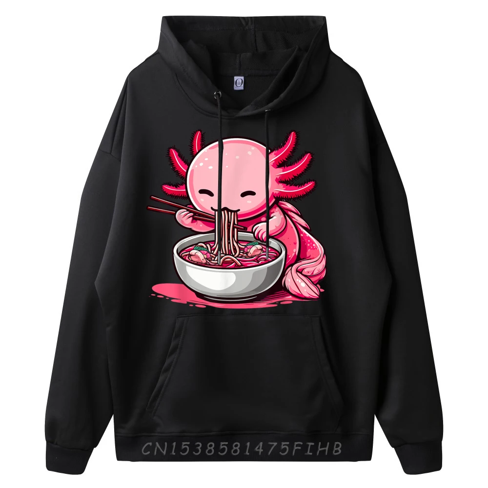 Kawaii Axolotl Eating Ramen Noodles Boy Sweatshirts For Men Men Clothing St Patrick's Day