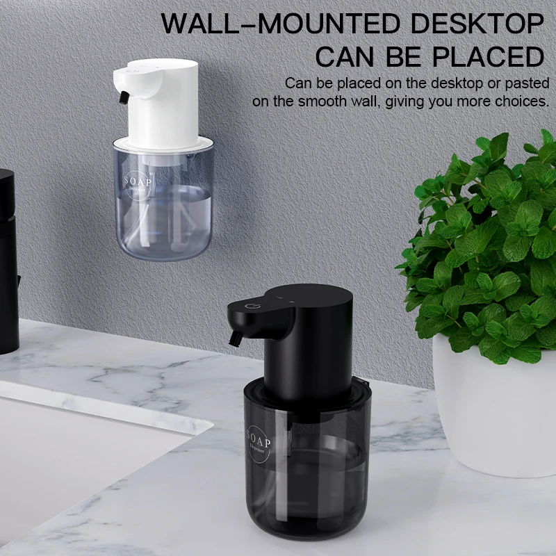 

2024 Liquid soap dispensers bathroom automatic soap dispenser USB White 4 level 400ML Shampoo Dispenser Foam Soap Dispenser