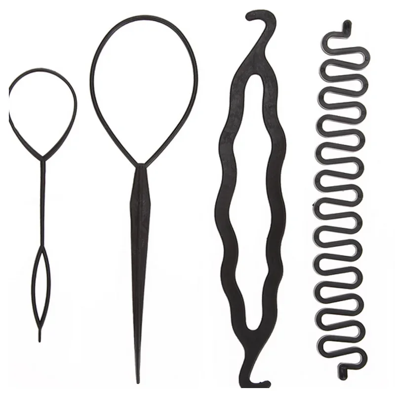 4pcs/set Magic Hair Braiding Twist Curler Styling Set Hairpin Holding Hair Braiders Pull Hair Needle Ponytail DIY Tool