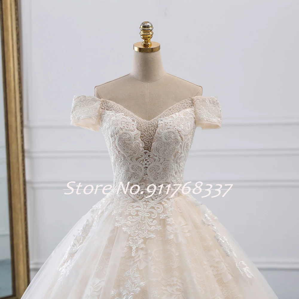 Vestido De Novia clásico con cuello en V, traje De boda con apliques De cuentas, De lujo, con hombros descubiertos, Hochzeitskleid