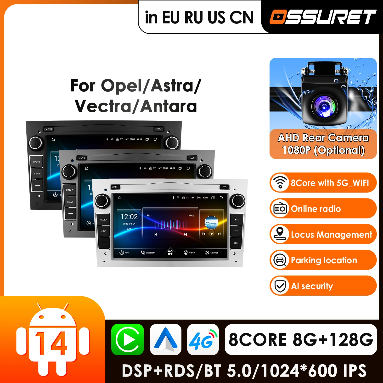 2 Din Android Car Multimedia Player for Opel Astra H J Vectra Vauxhall Antara Zafira Corsa C D Vivaro Meriva Veda Carplay 4G GPS
