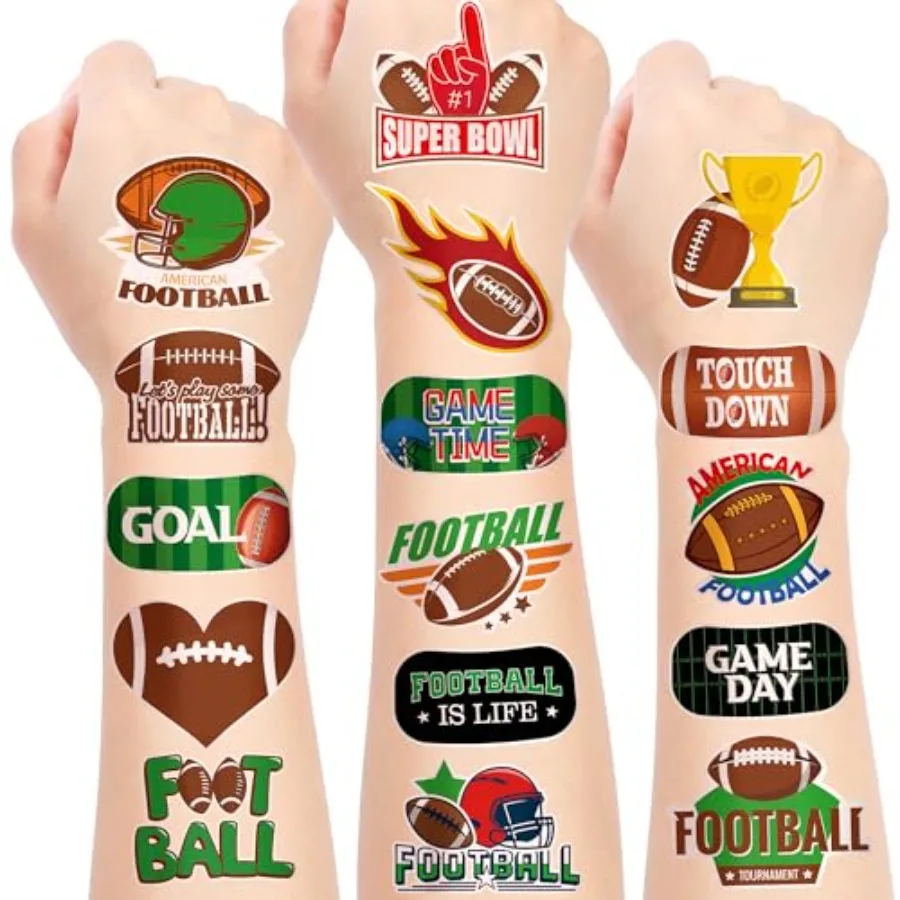 

144 Pieces Football Temporary Tattoos Football Team Tattoos Footballs Face Stickers for Touch Down Party Decorations Sports The