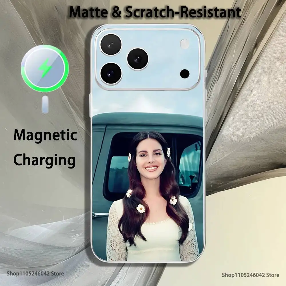 Singer L-Lana Del Rey Shockproof Transparent White Phone Case For iPhone 18,17,16,15,14,13,12,Pro,Max Magnetic Wireless Charging