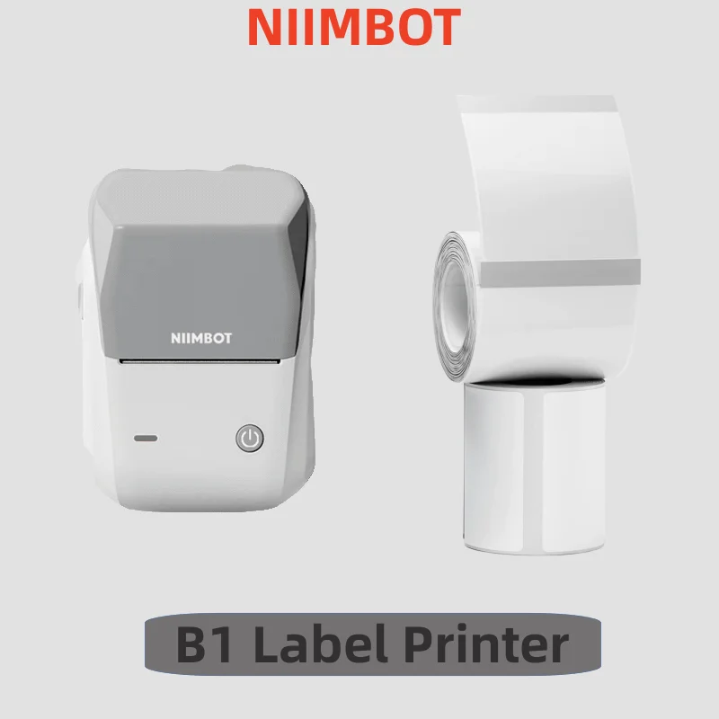 Niimbot B1 Grey Label Printer Impressora Térmica de Mão, Mini Código De Barras, Código QR, Papel Adesivo, Rolls Colorido Maker Cable