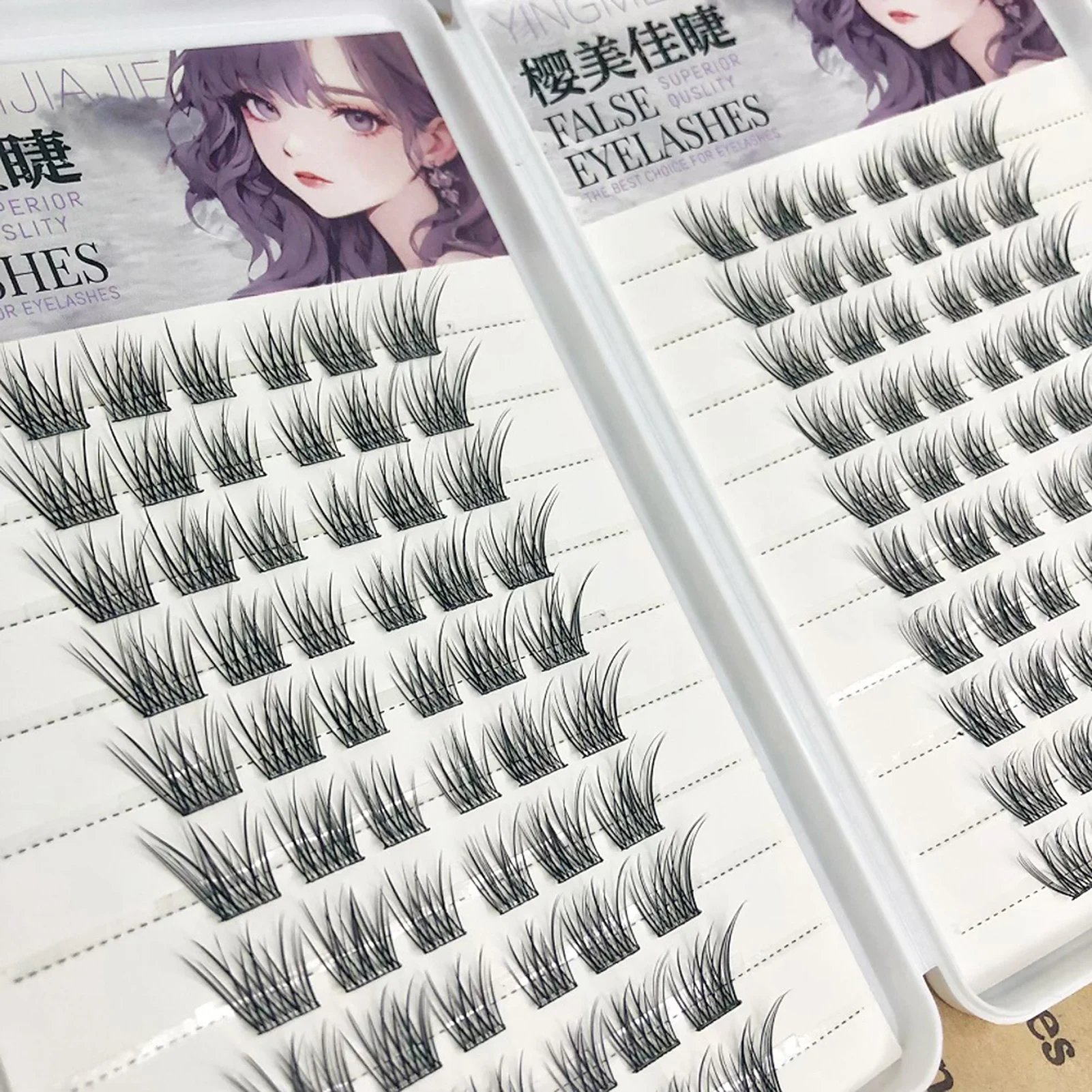 10/20 صفوف ثعالب مانغا مجزأة الرموش الصناعية Wispy رموش كوميدية العنقودية الطبيعية رقيق رمش تمديد تكبير عينيك