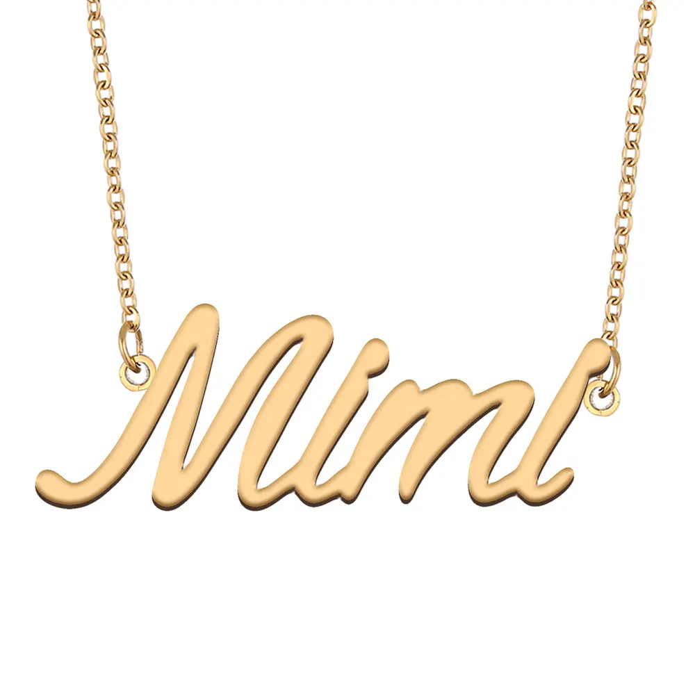 

Mimi Name Necklace for Women Stainless Steel Jewelry Gold Color Nameplate Pendant Collares Para MujerLetters Choker