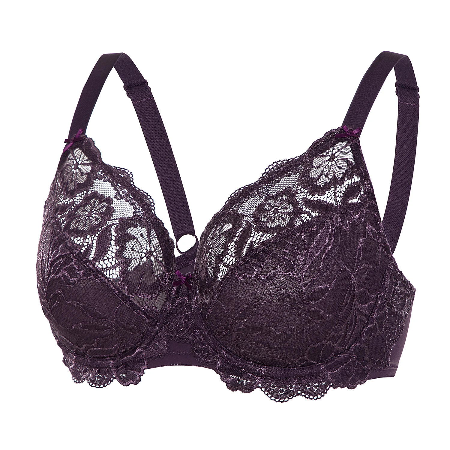 Mulher sexy cobertura completa sem espuma floral sutiã de renda minimizador plus size bralette underwired underwired underwear