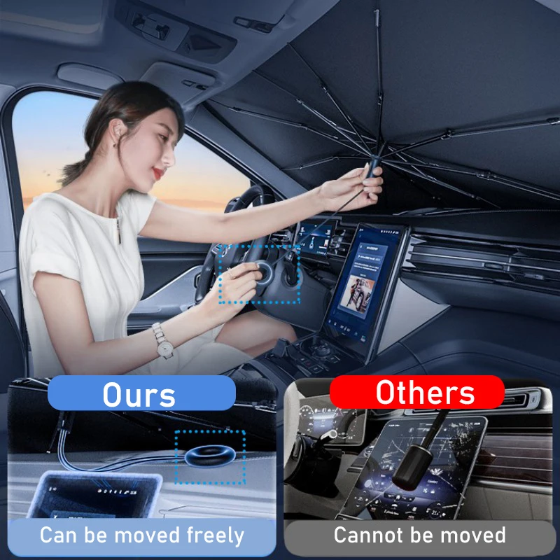 Pull Ring parabrezza per auto parasole ombrello pieghevole finestra anteriore tipo ombrello parasole per auto parasole protezione solare estiva