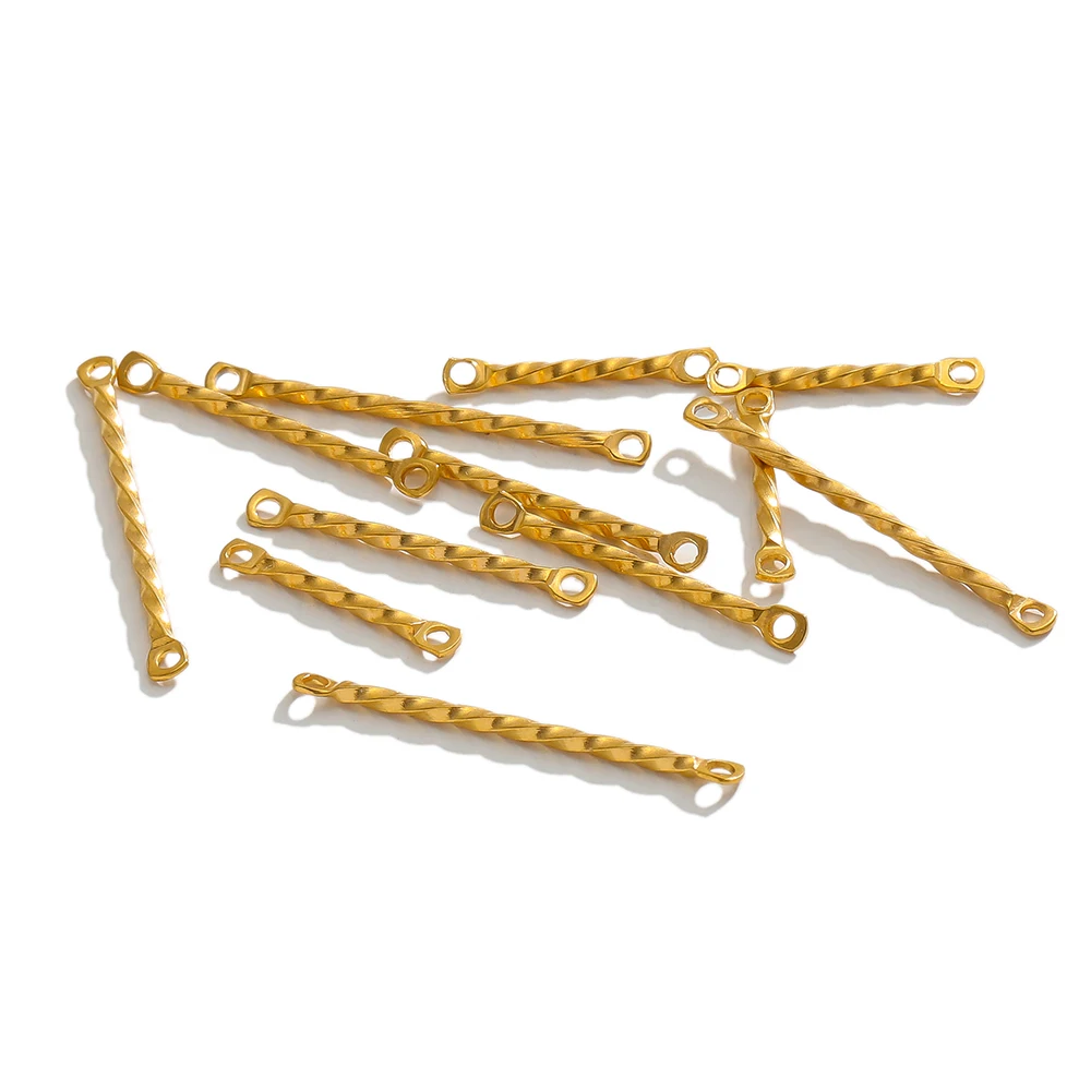 20 Stück Edelstahl-Doppelloch-Verbindungsstangen mit gedrehten Stangen für DIY-Schmuck, Halsketten, Armbänder, Zubehör, Ohrringe