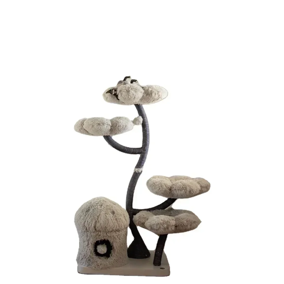 

Brand New Wood Floral Cat House Tree Tower Wooden Modern Climbing