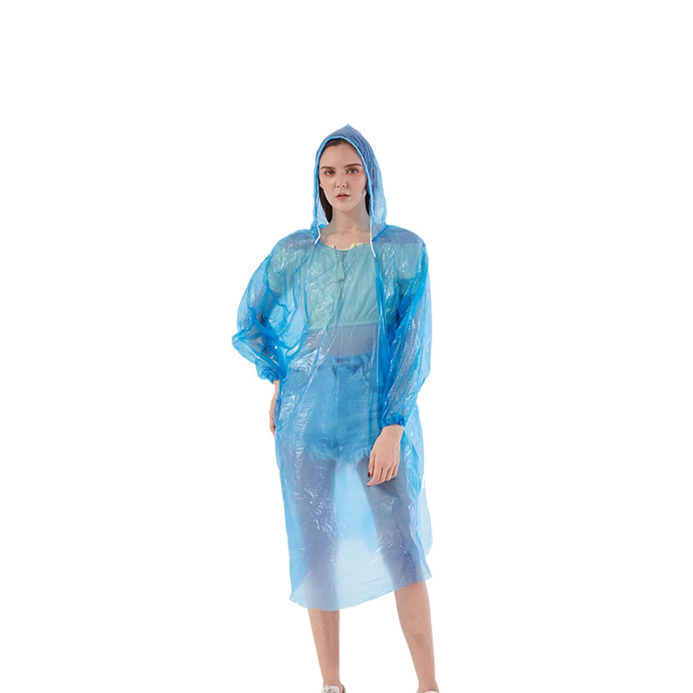 

5pcs Waterproof Hooded Raincoat Reusable Emergency Outdoor Camping Hiking Lightweight Rainwear Portable Clear for School