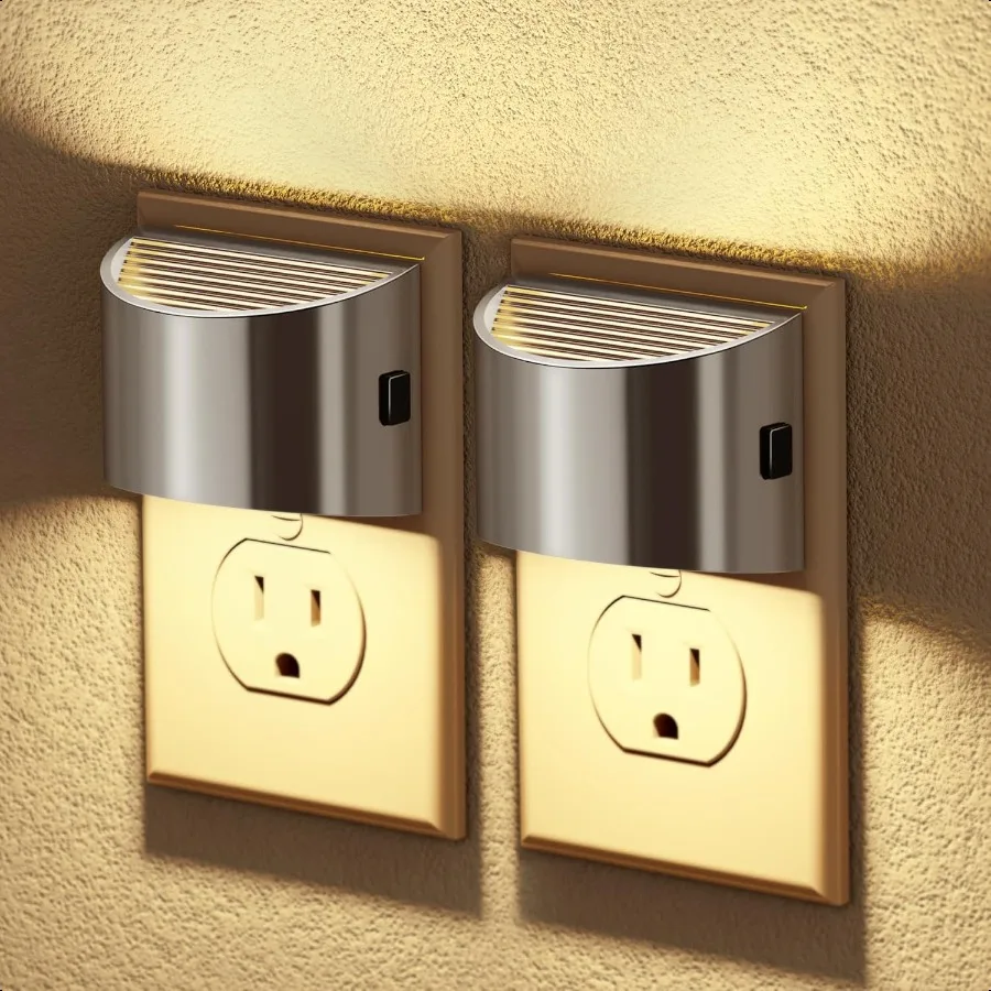 

LED Night Lights Plug into Wall 2 Pack Modern Night Lights Dusk to Dawn Sensor Nightlight 0100LM Brightn Adjustable 3000K Soft