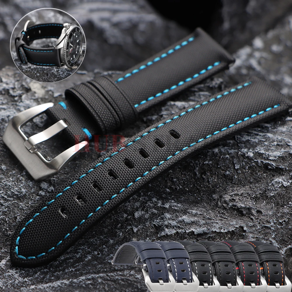 Genuine Sailcloth 20mm 22mm 24mm 26mm Watch Band Premium Sailcloth Strap Waterproof Soft Nylon Quick Release Bracelet Wristbelt