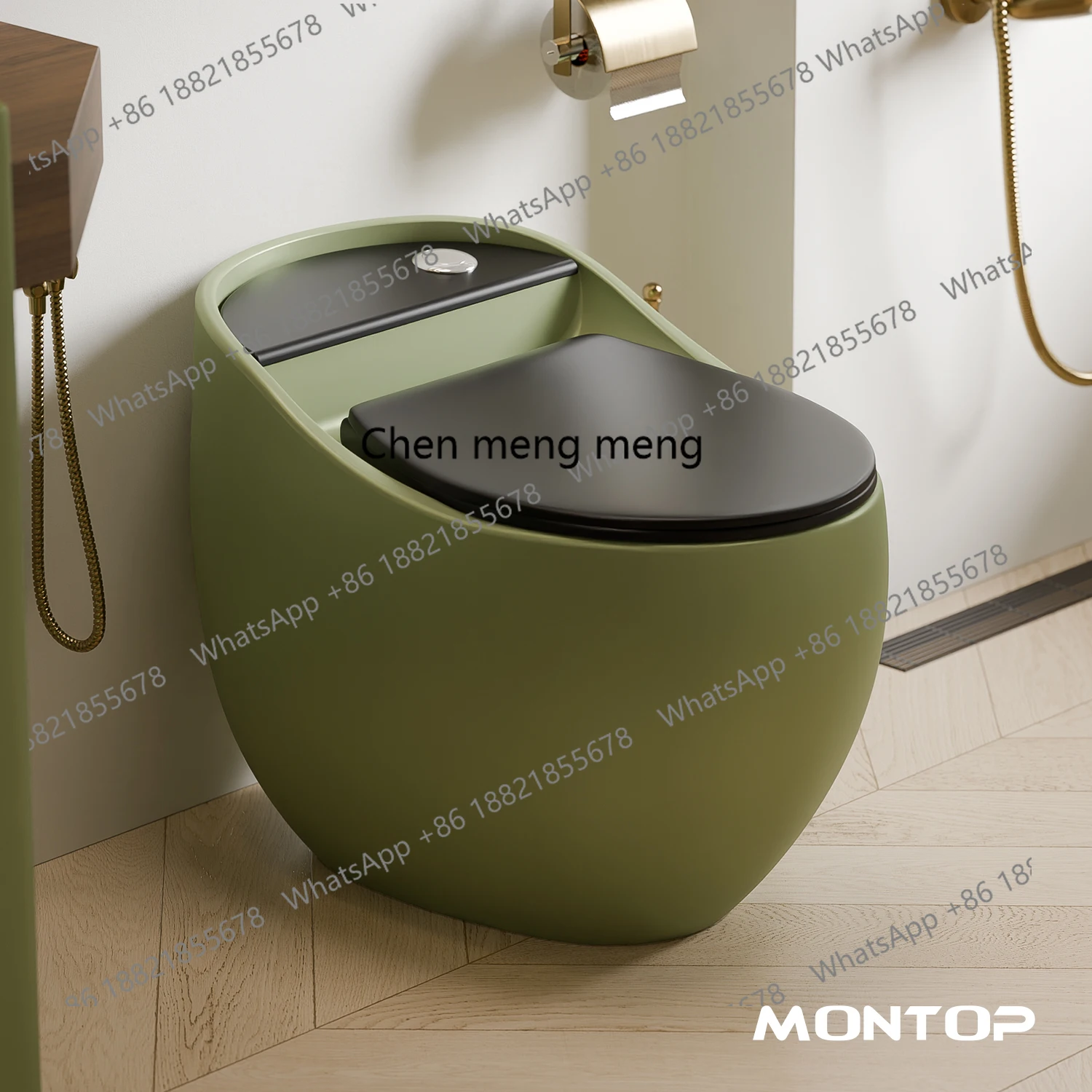 

Retro green siphon ceramic toilet deodorant, anti-blocking and splash-proof household toilet toilet
