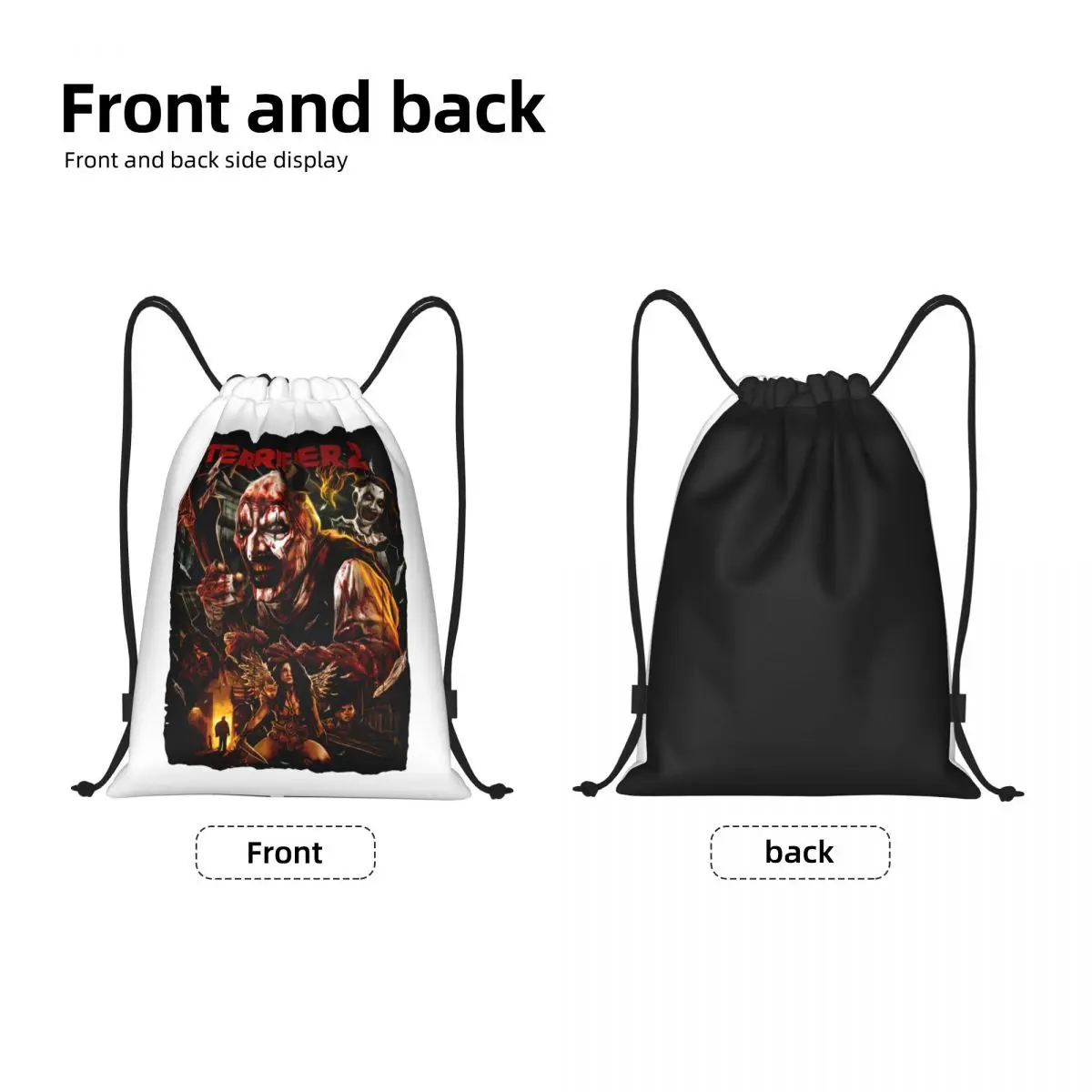 Terrifiers Movie Horror Art Slasher Halloween Drawstring Bag Women Men Portable Gym Sports Sackpack Training Storage Backpacks