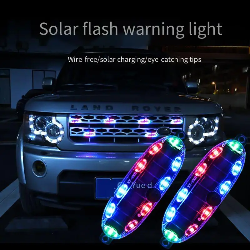 Car solar warning flash light motorcycle electric car rear-end collision-proof night warning flash waterproof new