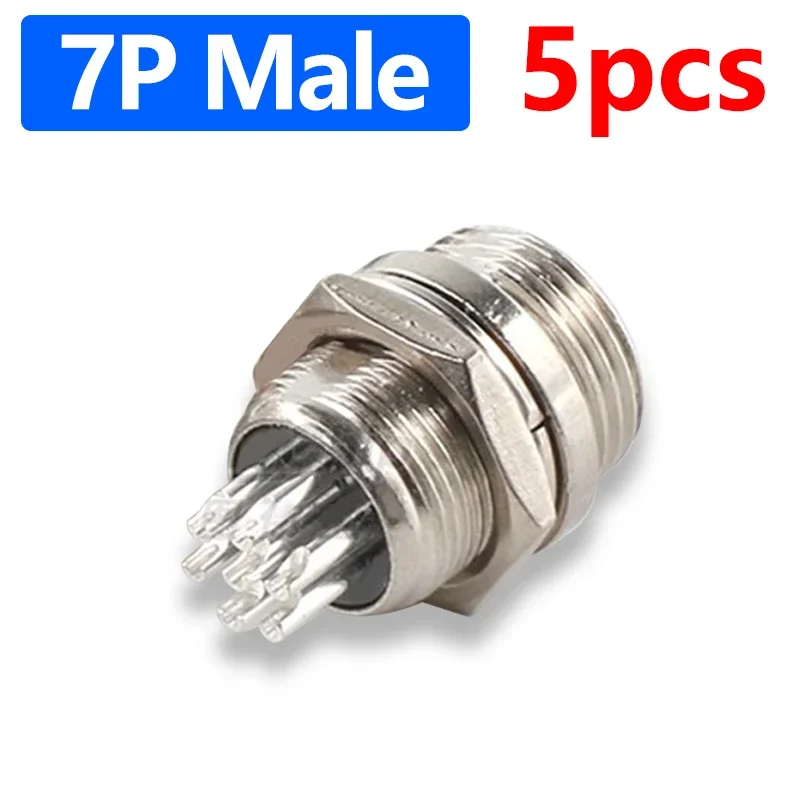 5Pcs GX12 Luftfahrt Stecker Steckdose 2/3/4/5/6/7 Pin Männlich Weiblich Panel Mount 12mm Rund Metall Draht Adapter Mutter Typ