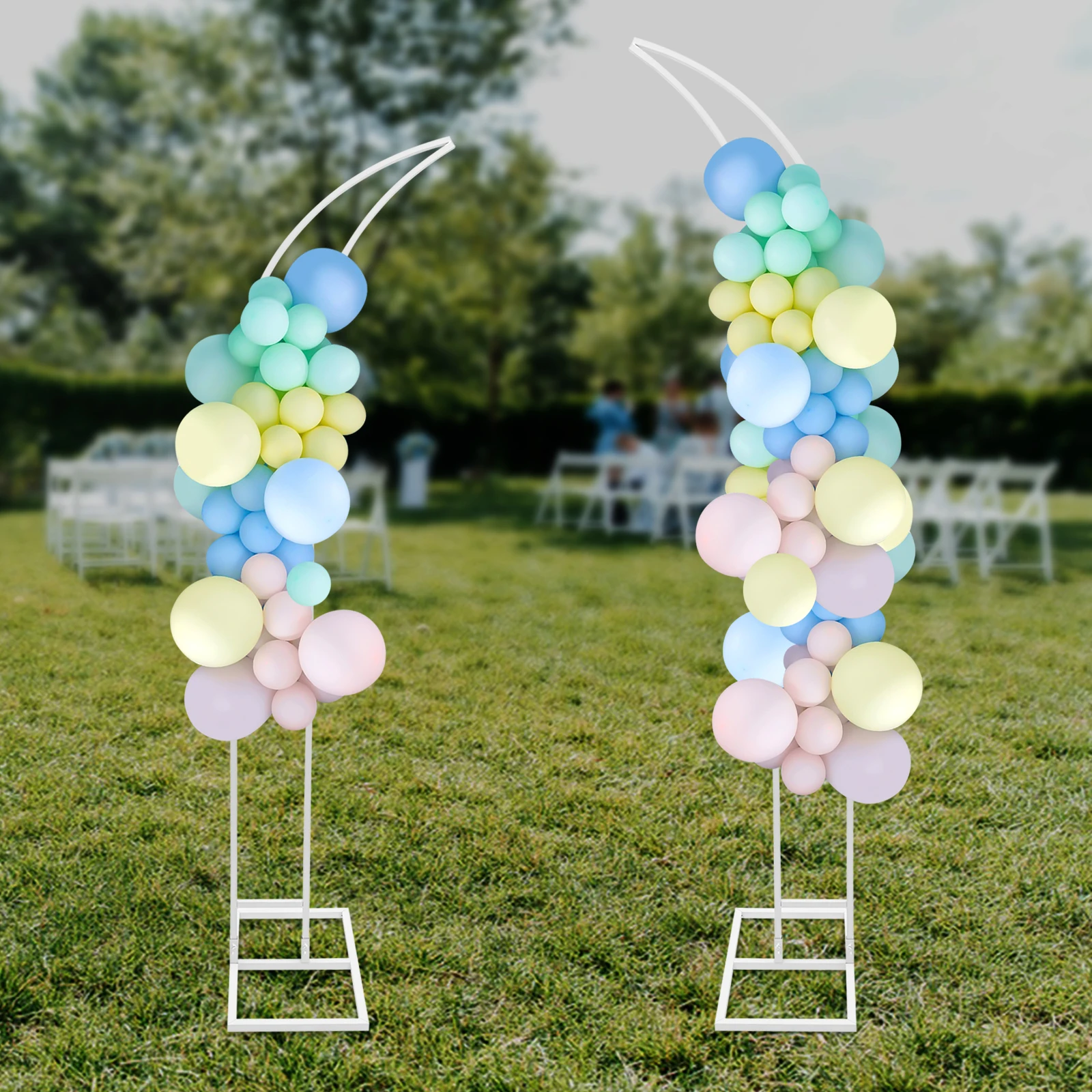 

2 Pieces (2.1m+1.9m) White Road-leading Wedding Support. High Load-bearing Decorative Flower Bracket Arch Support