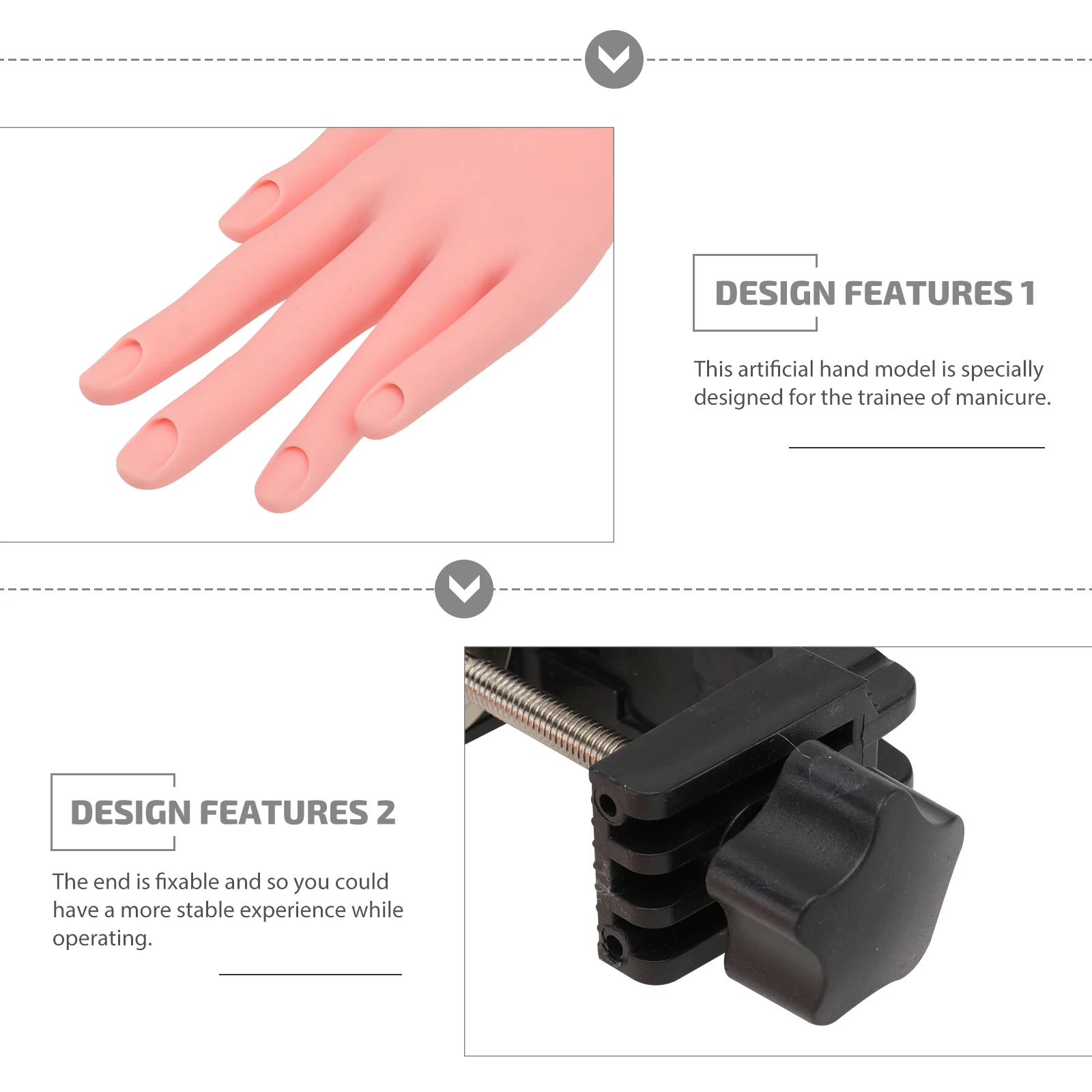 

Manicure Training Hand Nail Art Practice Accessories Premium Durable Bendable Adjustable Artificial Hand Light Brown Nail Beauty