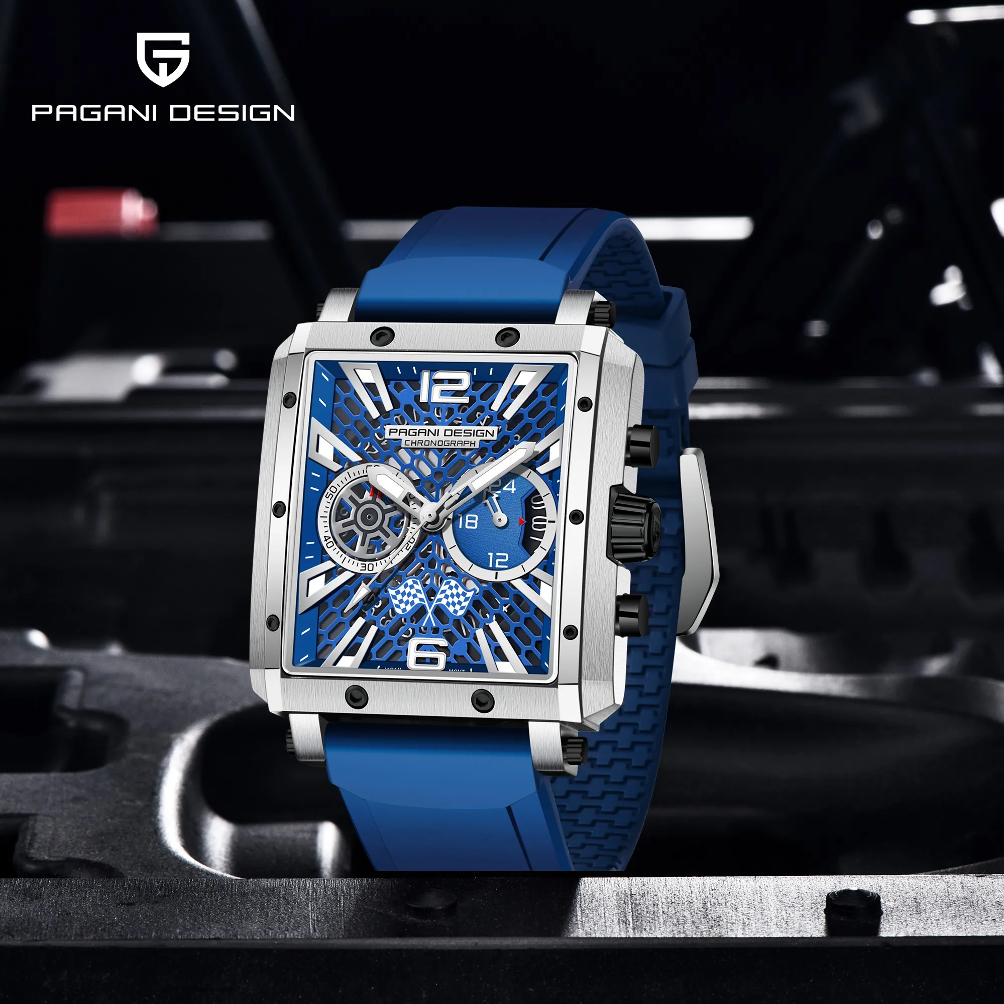 2023 New PAGANI DESIGN Brand Sports Men\'s Quartz Wrist Watch 42mm Hollowed Sapphire 50M Waterproof Chronograph Relogio Masculino