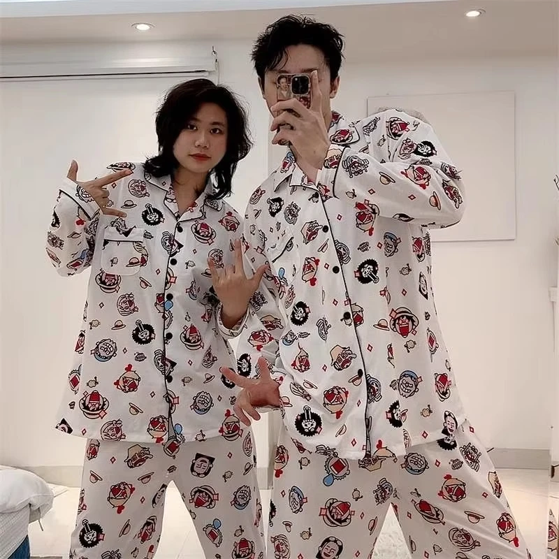 

Цельные пижамы, хлопковые пижамные комплекты в стиле аниме, мягкие модные повседневные милые брюки с длинными рукавами, пижамы для влюбленных, кавайная домашняя одежда с героями мультфильмов