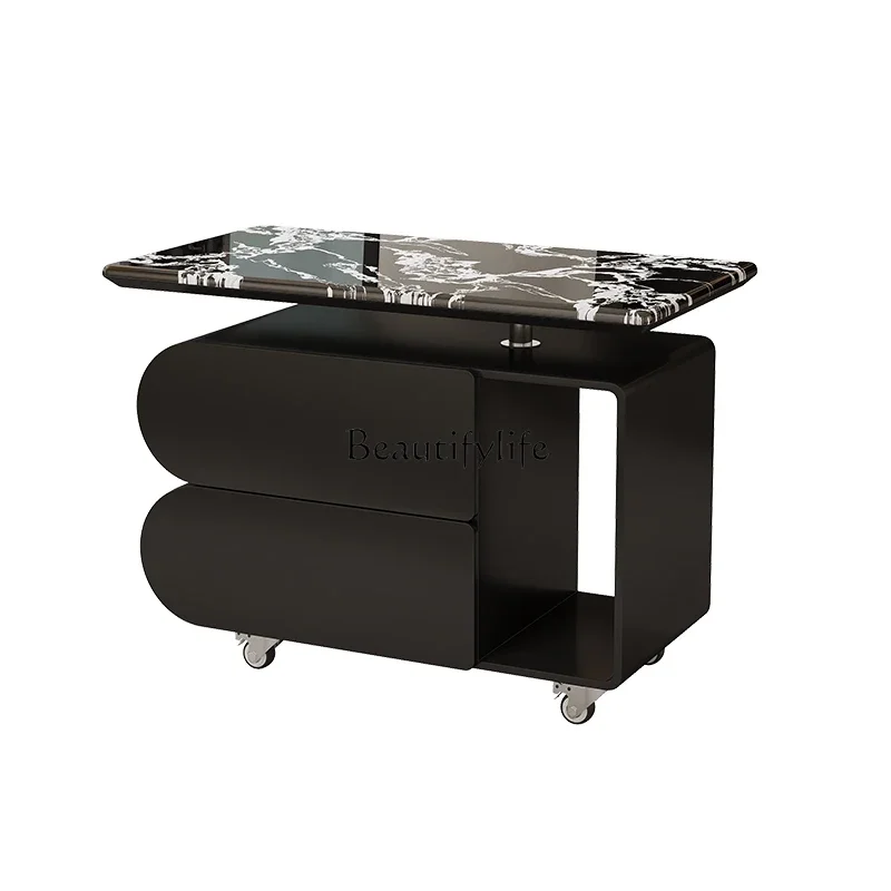 

01Nordic creative lifting mobile coffee table cream style small apartment