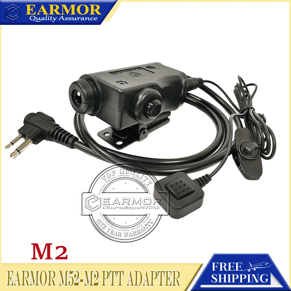 EARMOR M52-M2 Military PTT Adapter Airsoft Tactical Headset PTT Kenwood Midland Extend The Finger Line Button Combination