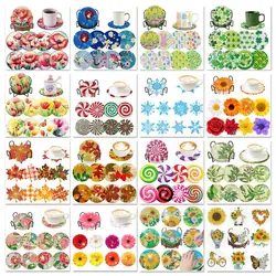 GATYZTORY 8pc/sets Fresh Flower DIY Diamonds Painting Coaster with Holder Rhinestone Mosaic Embroidery Diamond Art Craft Adult
