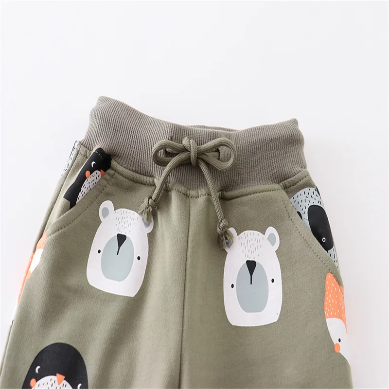 Jumping meters  2-7T Drawstring Children Sweatpants for Autumn Spring Plain Boys Girls Long Pants Fashion Sport Kids Trousers