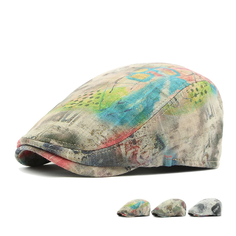 

Graffiti Pattern Men's Beret Hip Hop Y2k Girls Trendy Clothing Decoration Cotton Hat Spring Summer Sun Protection Breathable Hat
