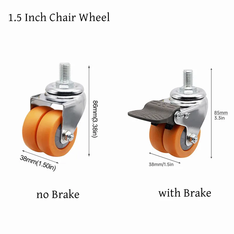 1.5 Inch 2 Inch Filament Rod Double Row Nylon Universal Wheel Replace Furniture Hardware Tools Dual Wheels