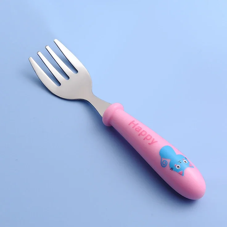 Baby Gadgets Tableware Set Stainless Steel Toddler Dinnerware Cutlery Cartoon Infant Feeding Spoon Fork
