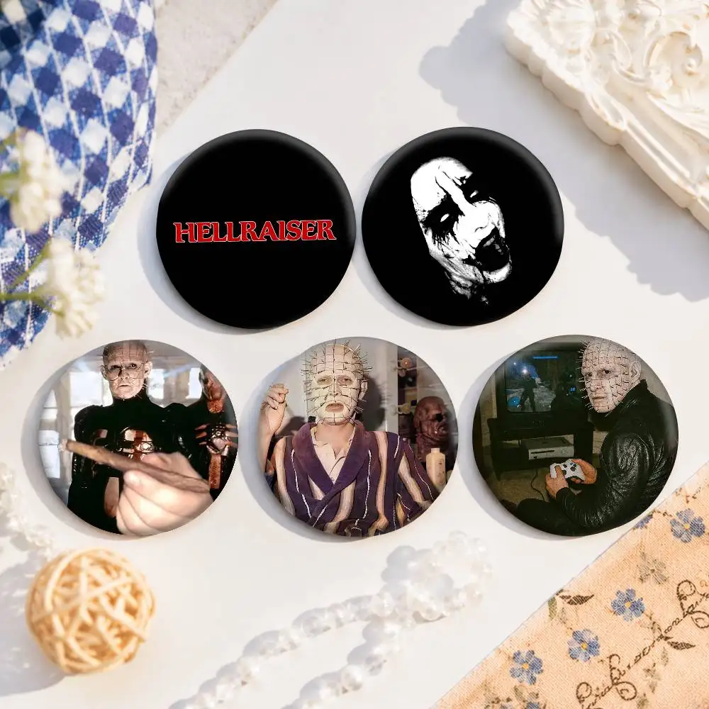 A-H-Hellraiser-E Badge On Backpack Accessories Manga Icons Pins Round Cartoon Brooches For Clothes Bag Decor Gifts