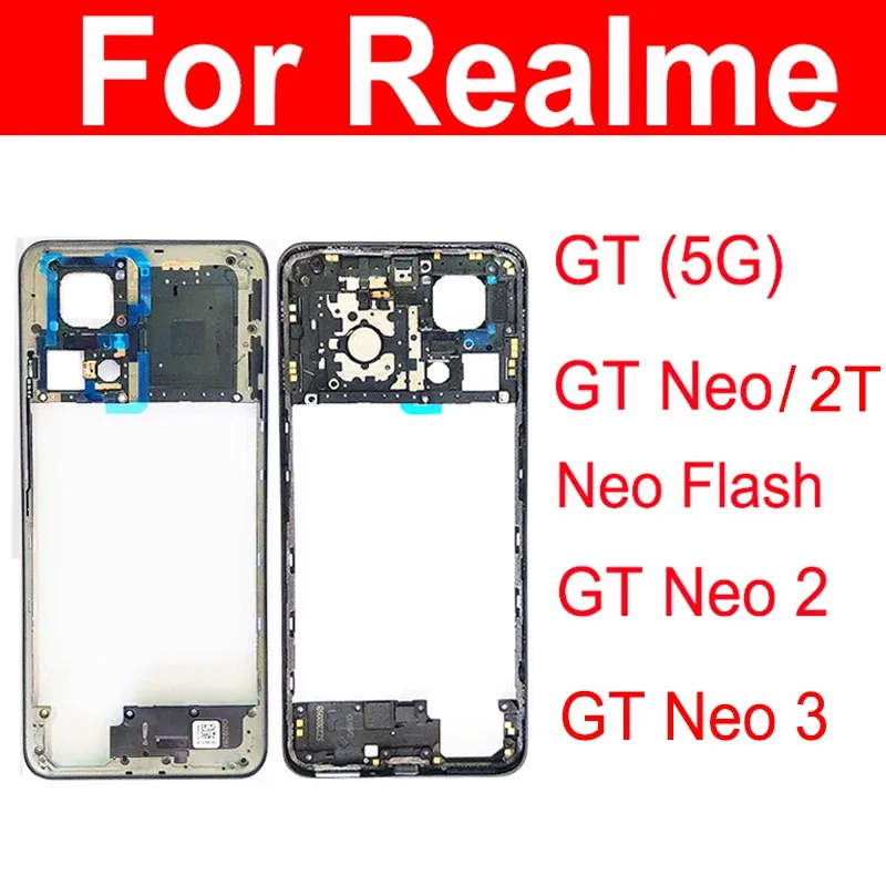 

Корпус средней рамы для Realme GT Neo 3/2/2T GT/Flash 5G, держатель с боковыми кнопками регулировки громкости, детали