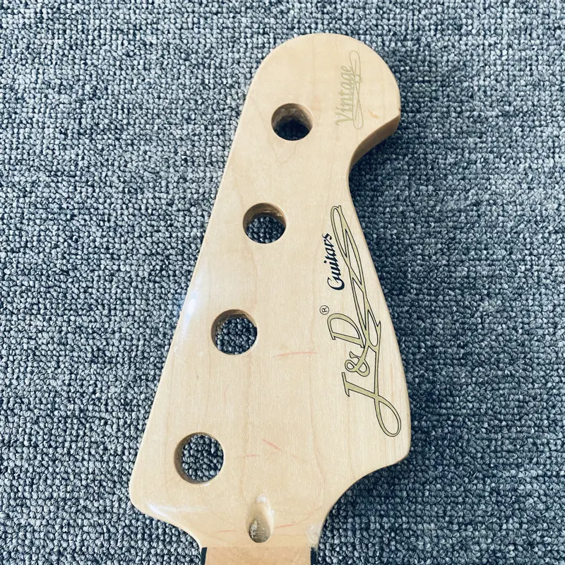 EN559  J&D Brothers 4 String Electric Bass Unfinished Version Bass Neck Natural Maple No Frets with Damages for DIY Replace