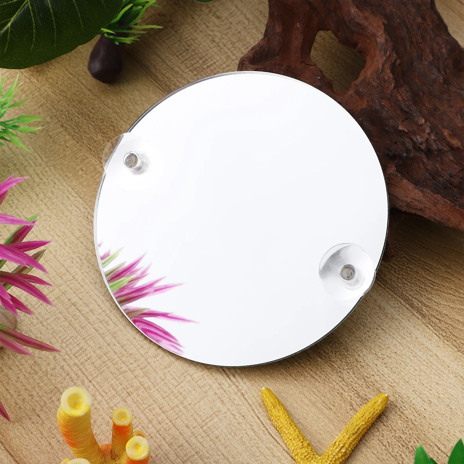 

Fish Tank Mirror Round Acrylic Betta Mirror Decor Small Compact For Fresh Salt Water Betta Training Suction Cups