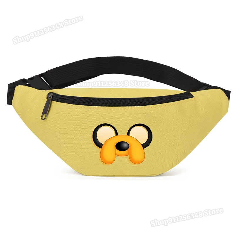 كارتون مغامرة تايم جيك طباعة الخصر حزم حقائب رجالية صفراء المحمولة أنيمي الشكل طباعة الرياضة في الهواء الطلق ركوب الدراجات أكياس الصدر